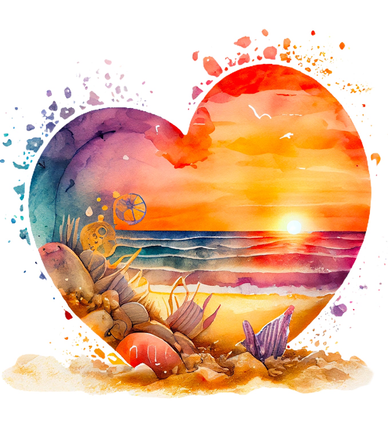 Beach Heart Watercolor