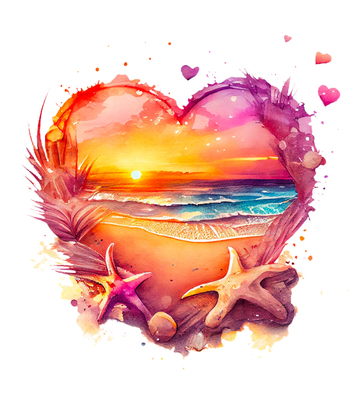 Beach Heart Watercolor