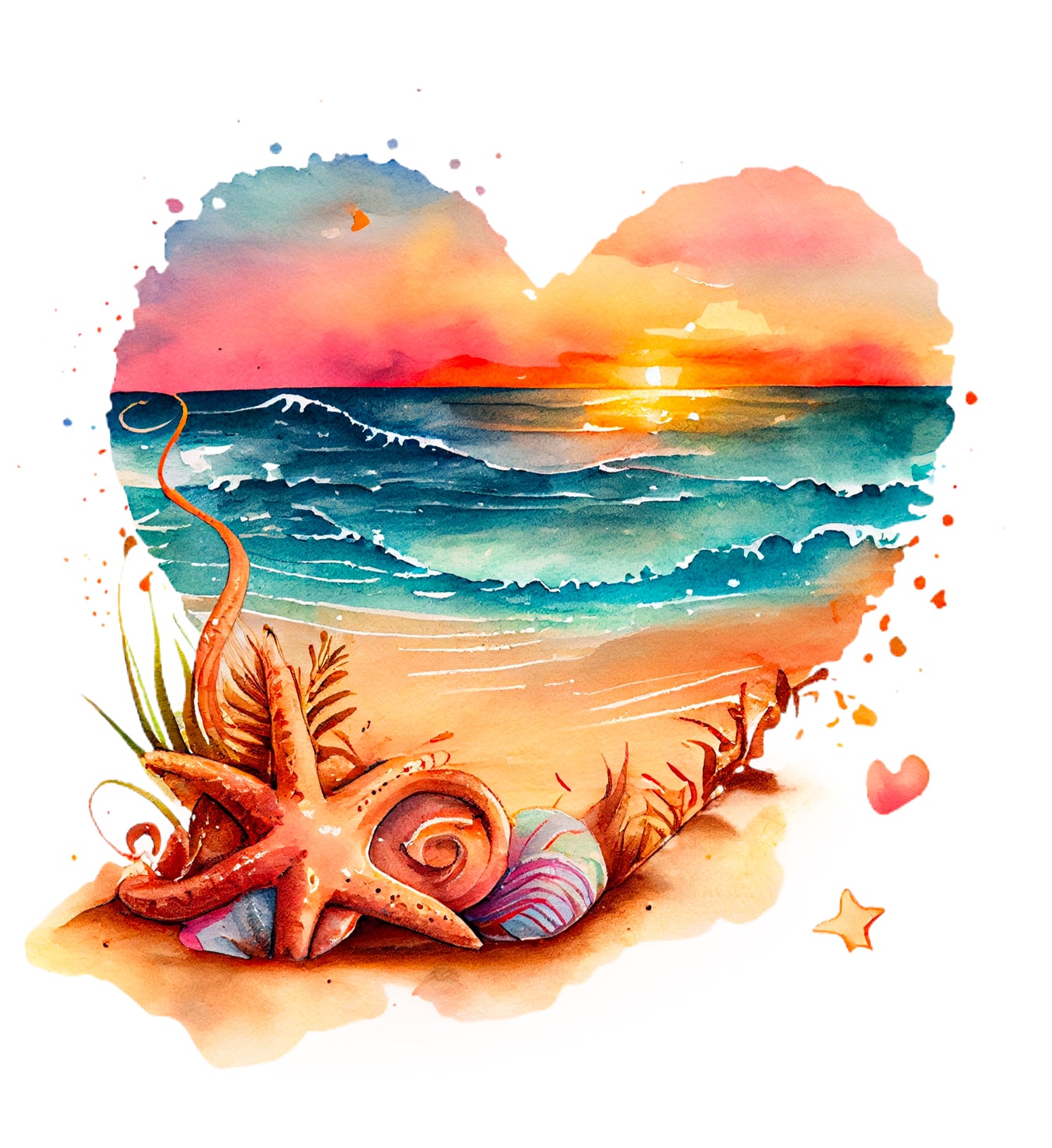 Beach Heart Watercolor