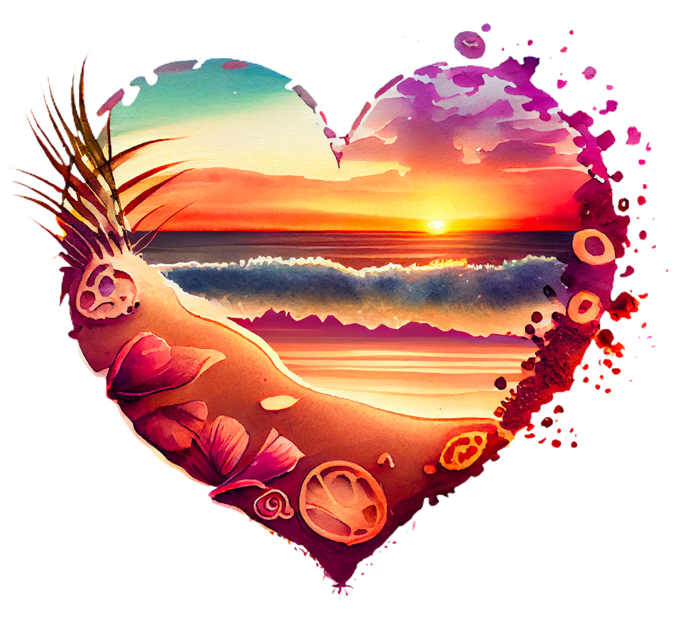 Beach Heart Watercolor